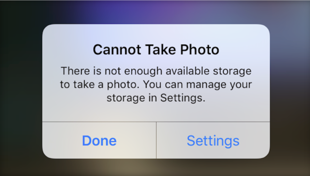 iphone out of storage message