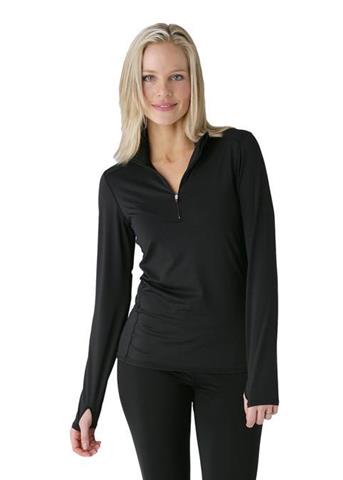 Women's Cybersilk Locking Zip-T (Black)