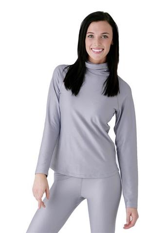 Women's Doeskin Foldover/Scrunch T-Neck (Dove Grey)