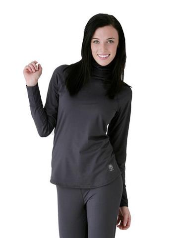 Women's Veluxe Foldover/Scrunch T-Neck (Charcoal)