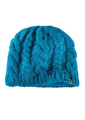 Womens Fuzzy Cable Beanie (Acoustic Blue)