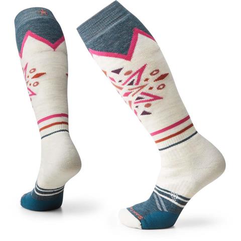 Women's Ski Full Cushion Mountain Snowflake Pattern OTC Socks