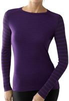 Women's Midweight Pattern Crew (Deep Purple Stripe) - Studio View