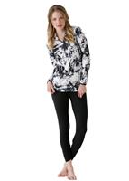 Women's Cristal Locking Zip-T (Black/White) - Alt. View