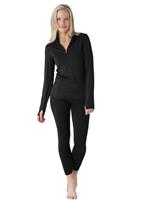 Women's Cybersilk Locking Zip-T (Black) - Alt. View