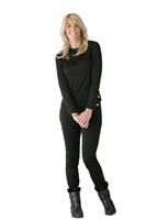 W12 Women's Peach Skins Solid Crewneck (Black) - Alt. View