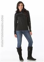Women's Flicker Poly Stretch T-Neck (Black) - Alt. View