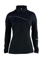 Women's Flicker Poly Stretch T-Neck (Black) - Studio Shot