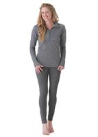 Women's Layer First Stripe Half Zip (Light Grey) - Alt. View