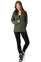 Women's New Just Right Half Zip Fleece (Surplus Green) - Full Body View