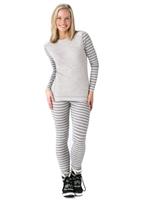 Women's Midweight Pattern Crew (Silver Gray Heather Stripe) - Full Body View