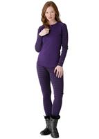 Women's Midweight Pattern Crew (Deep Purple Stripe) - Full Body View