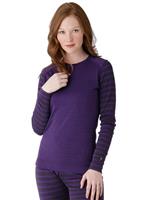 Women's Midweight Pattern Crew (Deep Purple Stripe)