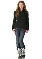 Women's Full Zip Mid-Weight Sweater (Black) - Full Body View