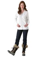 Women's Full Zip Mid-Weight Hoody (White) - Full Body View