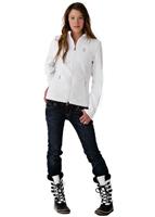 Women's Full Zip Mid-Weight Sweater (White) - Alt. View