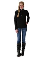 W11 Women's Shimmer Bug Fleece T-Neck (Black) - Alt. View