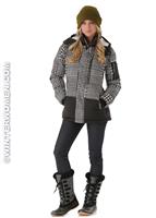 Women's L.A.M.B. Down Jacket (Big Houndstooth Print) - Burton Womens L.A.M.B Down Jacket (Big Houndstooth Print) Full