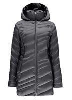 W15 Women's Timeless Long Down Jacket - Image Gray Melange Fabric/Black - Spyder Womens Timeless Long Down Jacket