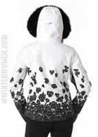 Women's Melissa Jacket with Faux Fur - Black Gradient Flower Print - Sunice Womens Melissa Jacket with Faux Fur - WinterWomen.com                                                                                          