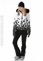 Women's Melissa Jacket with Faux Fur - Black Gradient Flower Print - Sunice Womens Melissa Jacket with Faux Fur - WinterWomen.com                                                                                          
