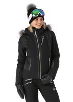 Women's Amour Faux Fur Jacket - Black / Black - Spyder Womens Amour Faux Fur Jacket - WinterWomen.com