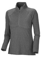 Women's Layer First Stripe Half Zip (Light Grey) - Studio View