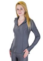 Women's Doeskin Zip T-Neck (Steel) - Sale