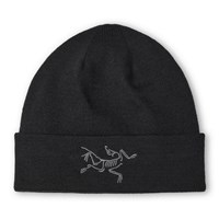 Embroidered Bird Toque Beanie - Black