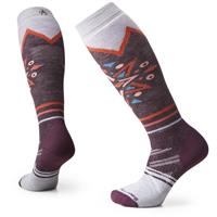 Women's Ski Full Cushion Mountain Snowflake Pattern OTC Socks - Bordeaux