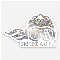 3 Holographic Glitter Sticker - Ski Like A Girl