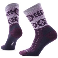 Women's Everyday Cozy Retro Sunflower Crew Socks - Purple Iris