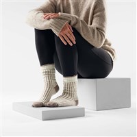 Women's Everyday Cozy Waffle Press Crew Socks - Natural