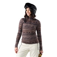 Women's Classic Thermal Merino Base Layer 1/4 Zip - Mocha Fair Isle Fun