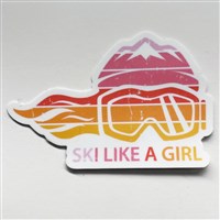 3 Retro Sunset Sticker - Ski Like A Girl